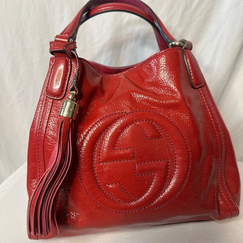 Gucci Red Leather Hobo Bag